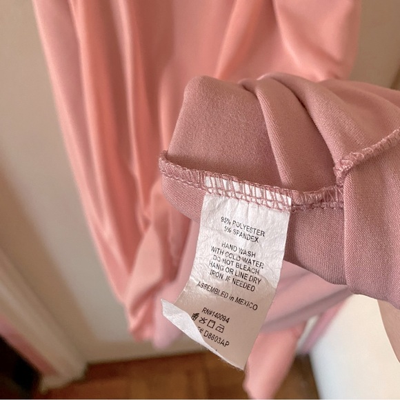 See You Monday Pink Mini Dress w Sheer Sleeves, Mesh Overlay and Rosebud Detail - Picture 5 of 5